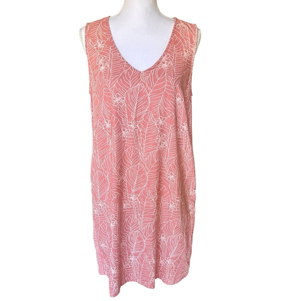ORVIS Floral Pink & White Shift Dress Size Medium